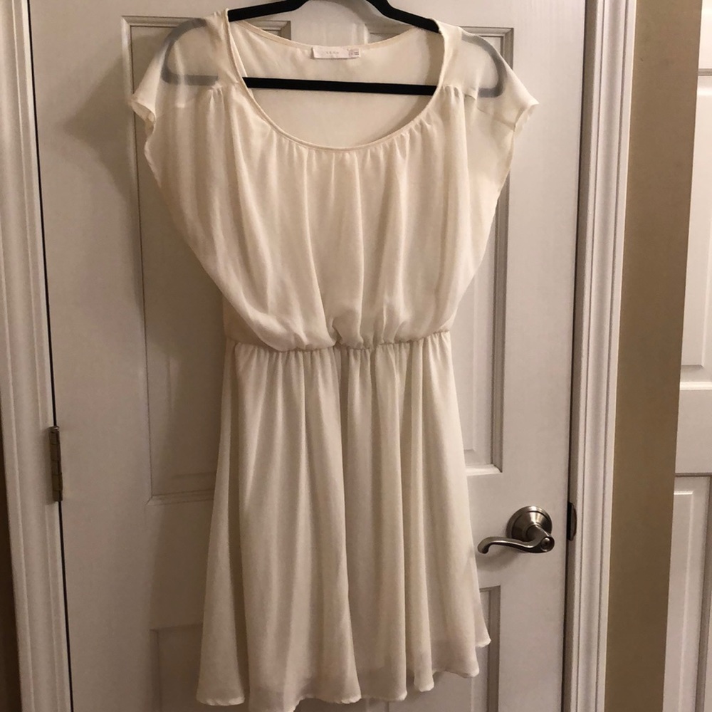 Lush • Sheer Overlay, Gathered-Waist Dress